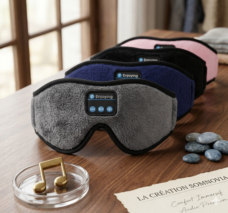Masque de Sommeil Somnovia Signature — Obscurité 3D · Bluetooth 5.4